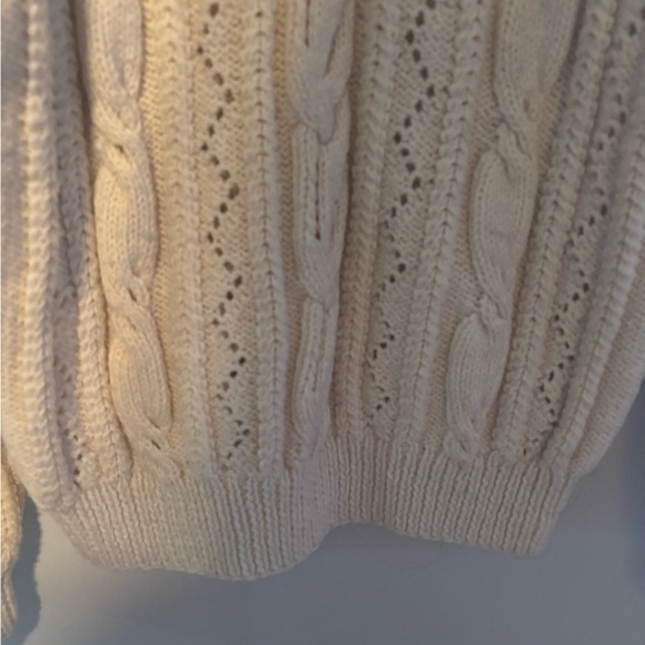 Vintage Cream Cable Chunky Hand Knit Sweater Cottagecore Boho Textured Medium - Picture 7 of 7